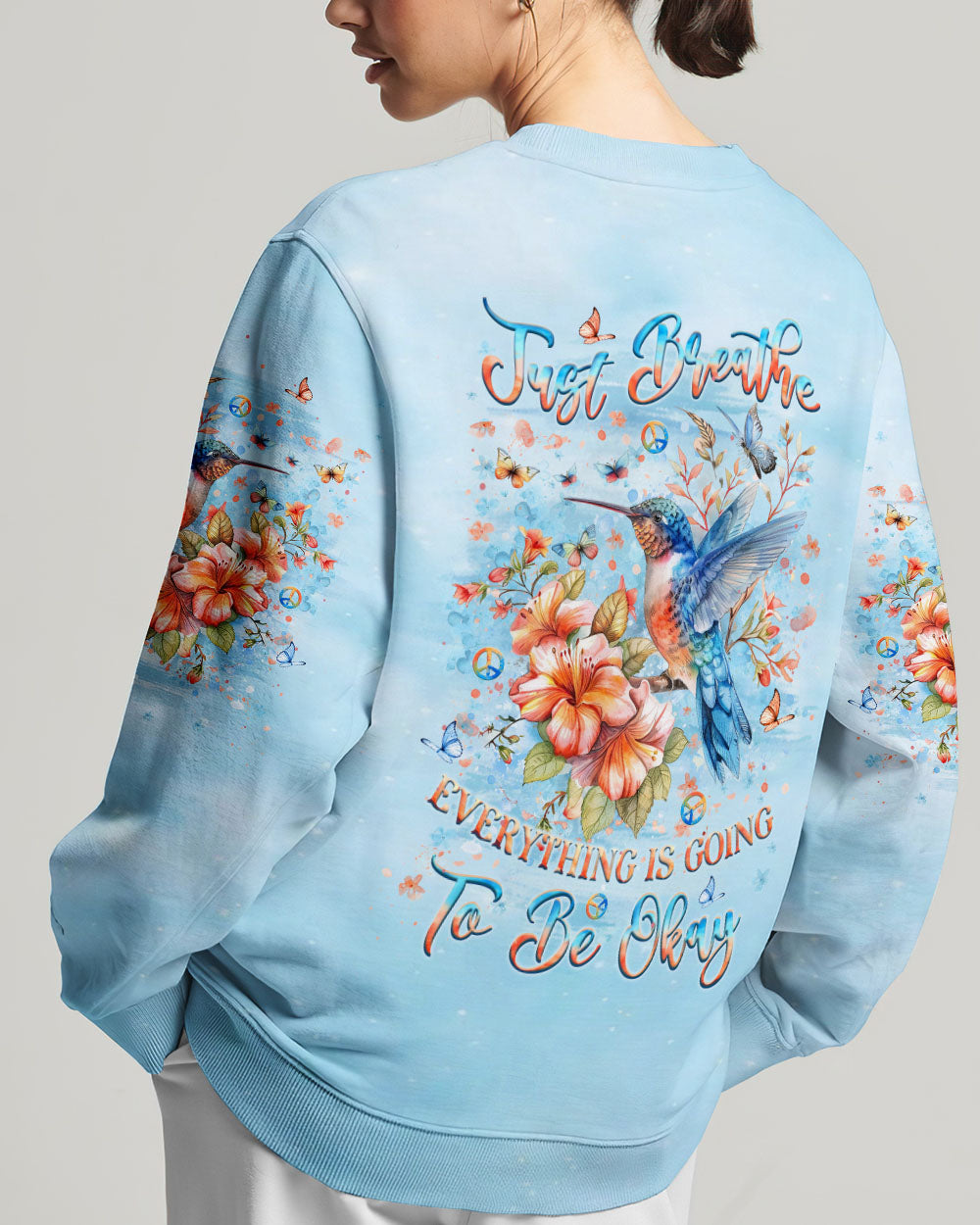 JUST BREATHE HUMMINGBIRD ALL OVER PRINT - YHLT2205242