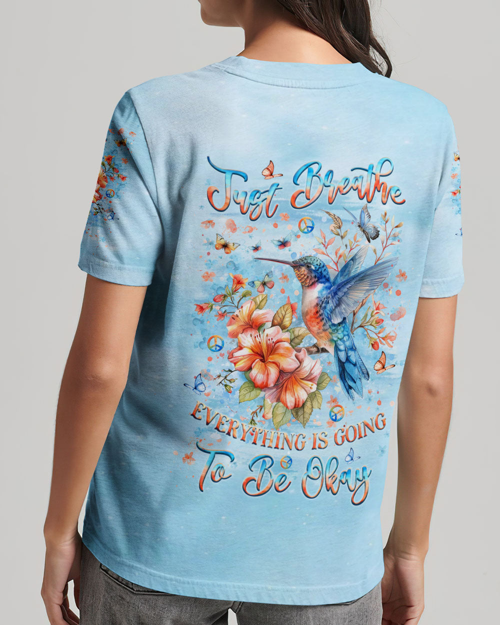 JUST BREATHE HUMMINGBIRD ALL OVER PRINT - YHLT2205242