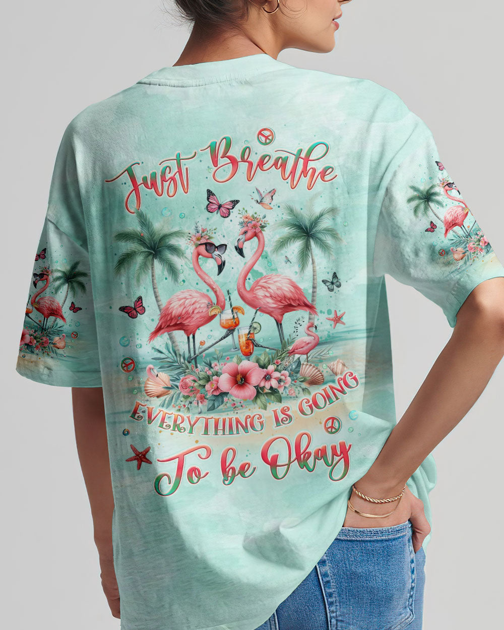 JUST BREATHE FLAMINGO ALL OVER PRINT - YHLT2705241