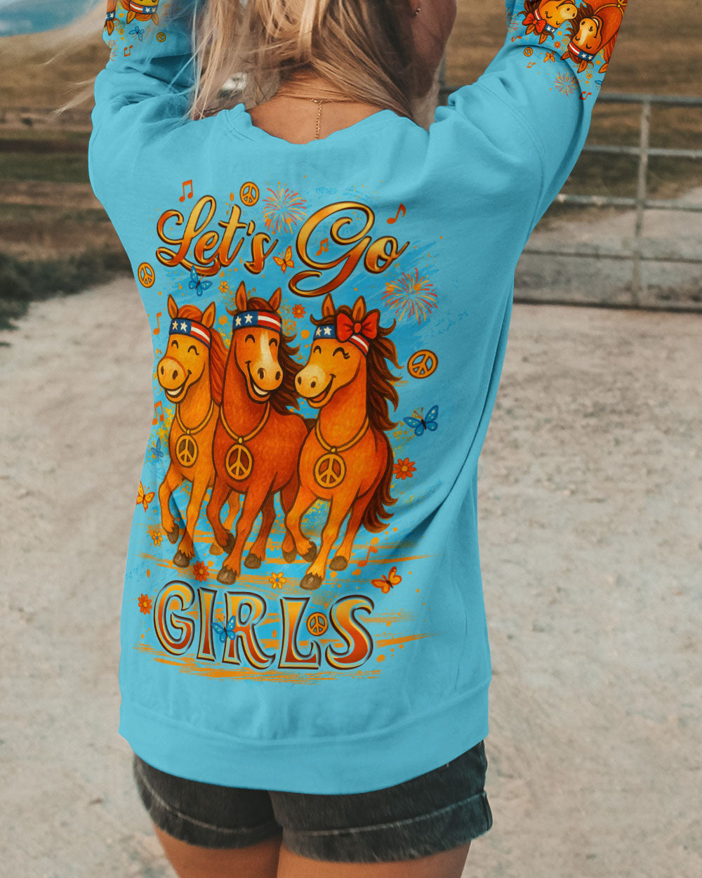 LET'S GO GIRLS HORSES ALL OVER PRINT - YHLT2705251