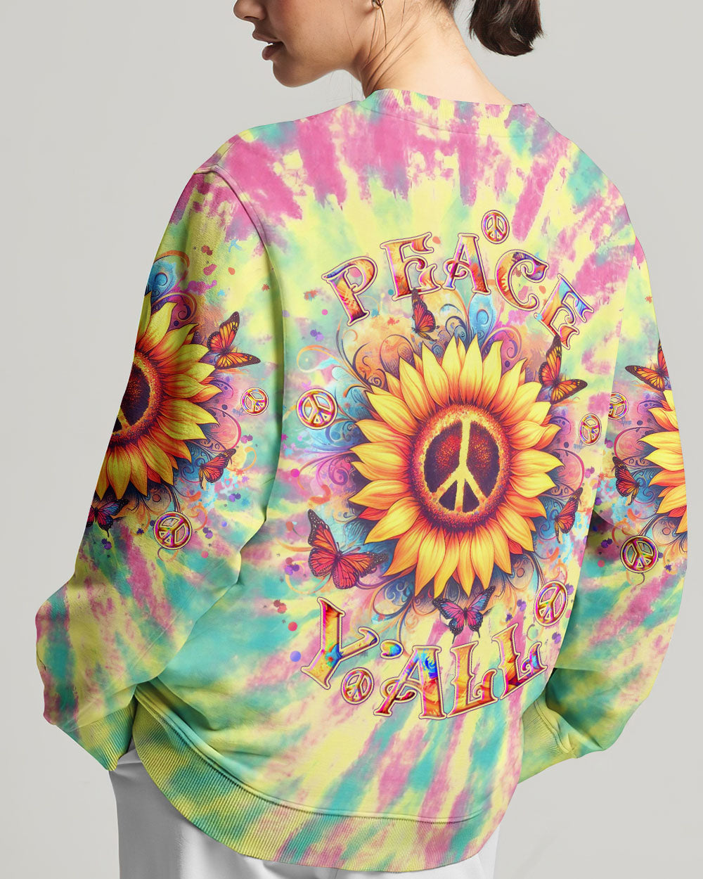 PEACE Y'ALL TIE DYE ALL OVER PRINT - YHLT2911232
