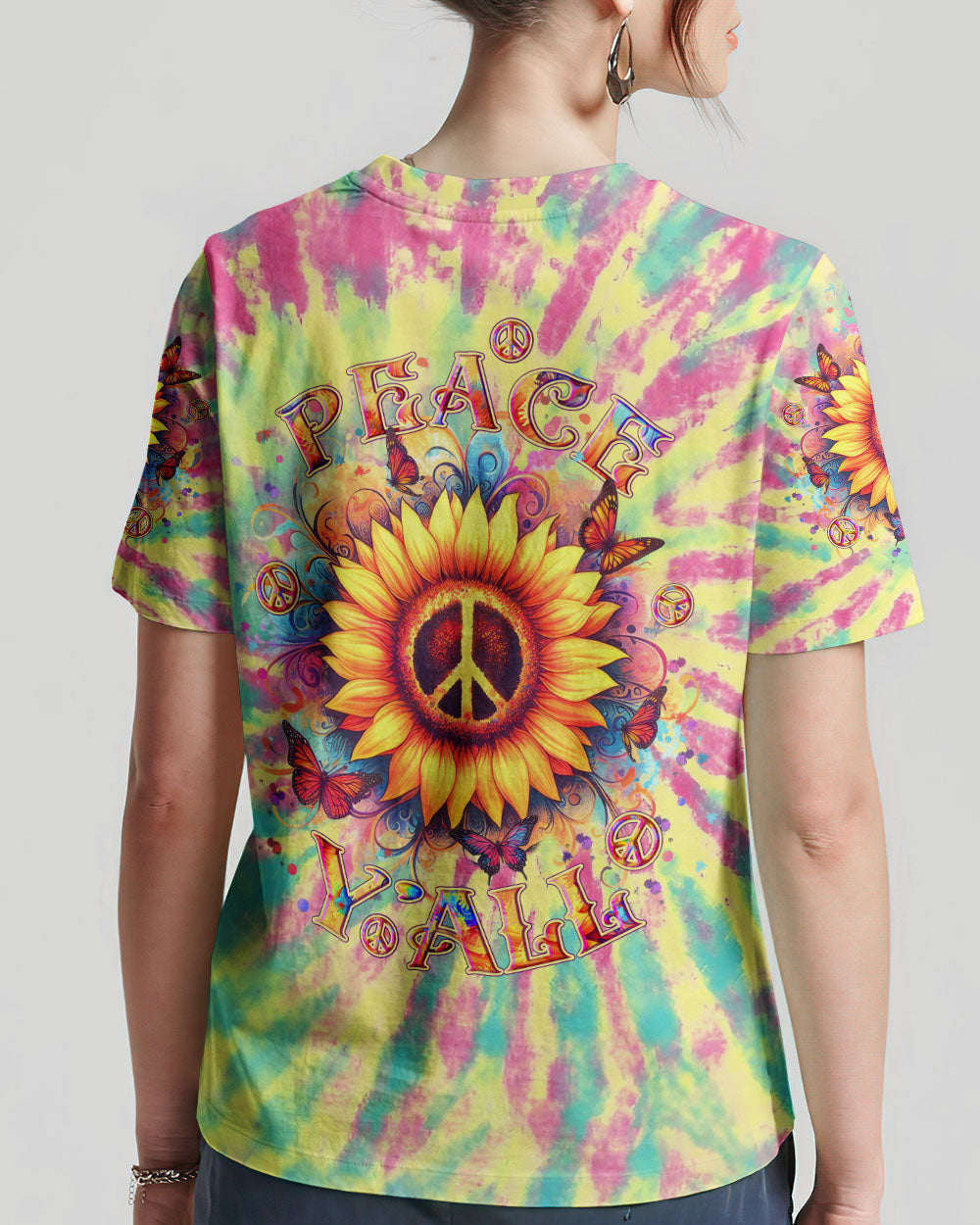 PEACE Y'ALL TIE DYE ALL OVER PRINT - YHLT2911232