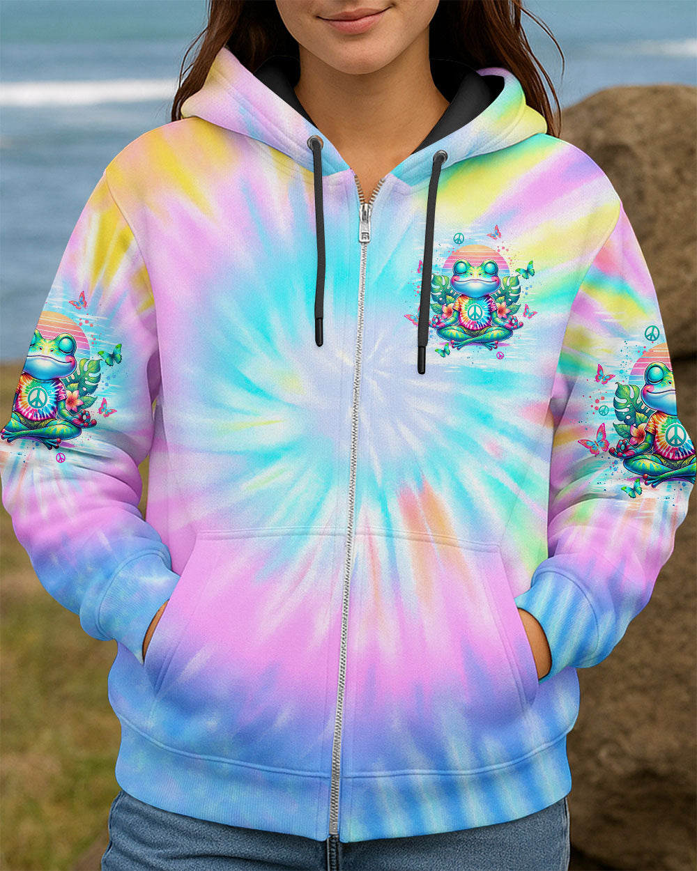 JUST BREATHE FROG TIE DYE ALL OVER PRINT - TLTW2907253