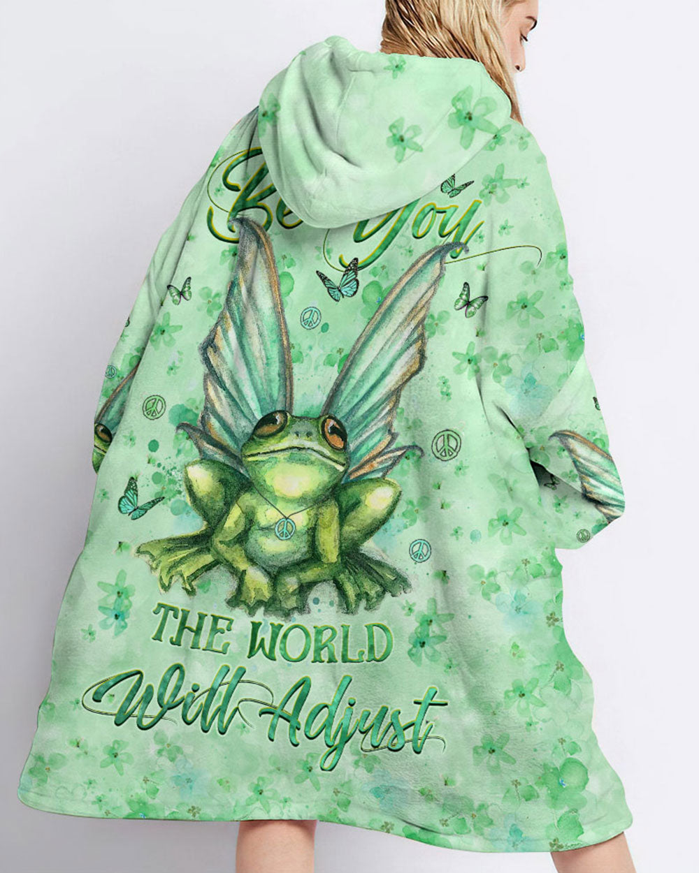 BE YOU THE WORLD WILL ADJUST SHERPA BLANKET HOODIE - YHHG2208238