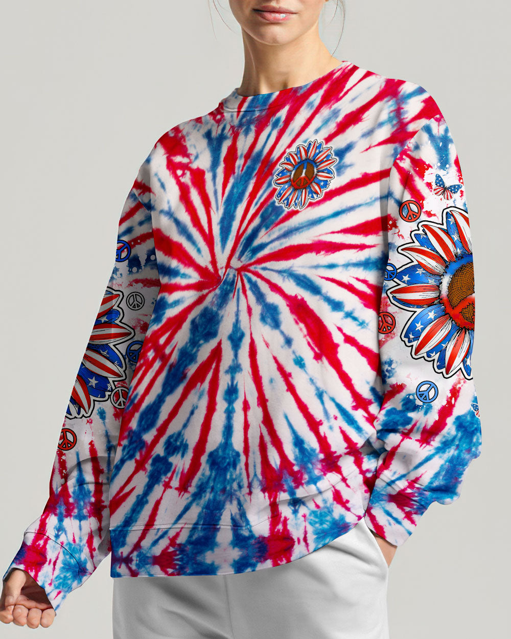 PEACE LOVE LIBERTY SUNFLOWER ALL OVER PRINT - TLTW2405243
