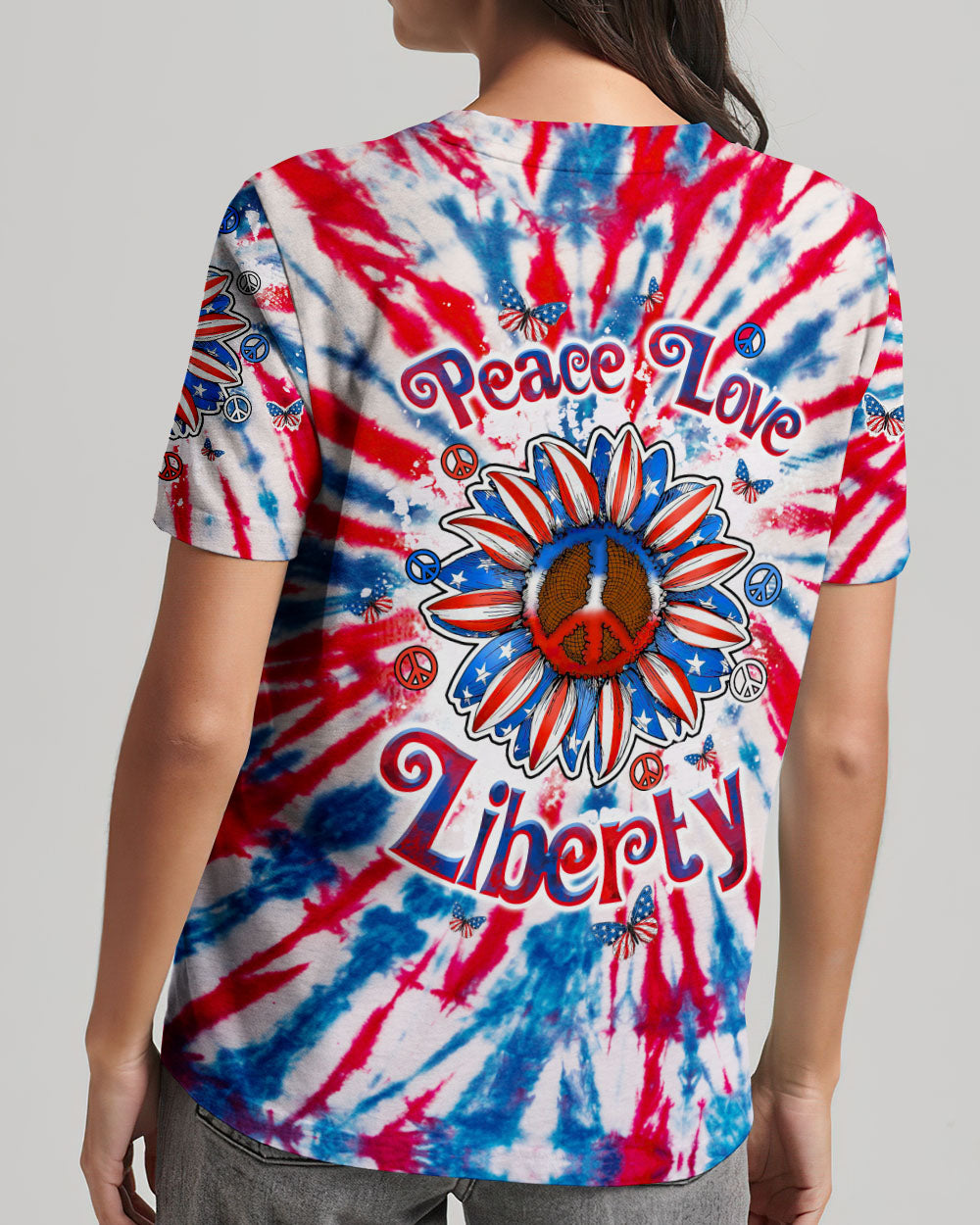 PEACE LOVE LIBERTY SUNFLOWER ALL OVER PRINT - TLTW2405243