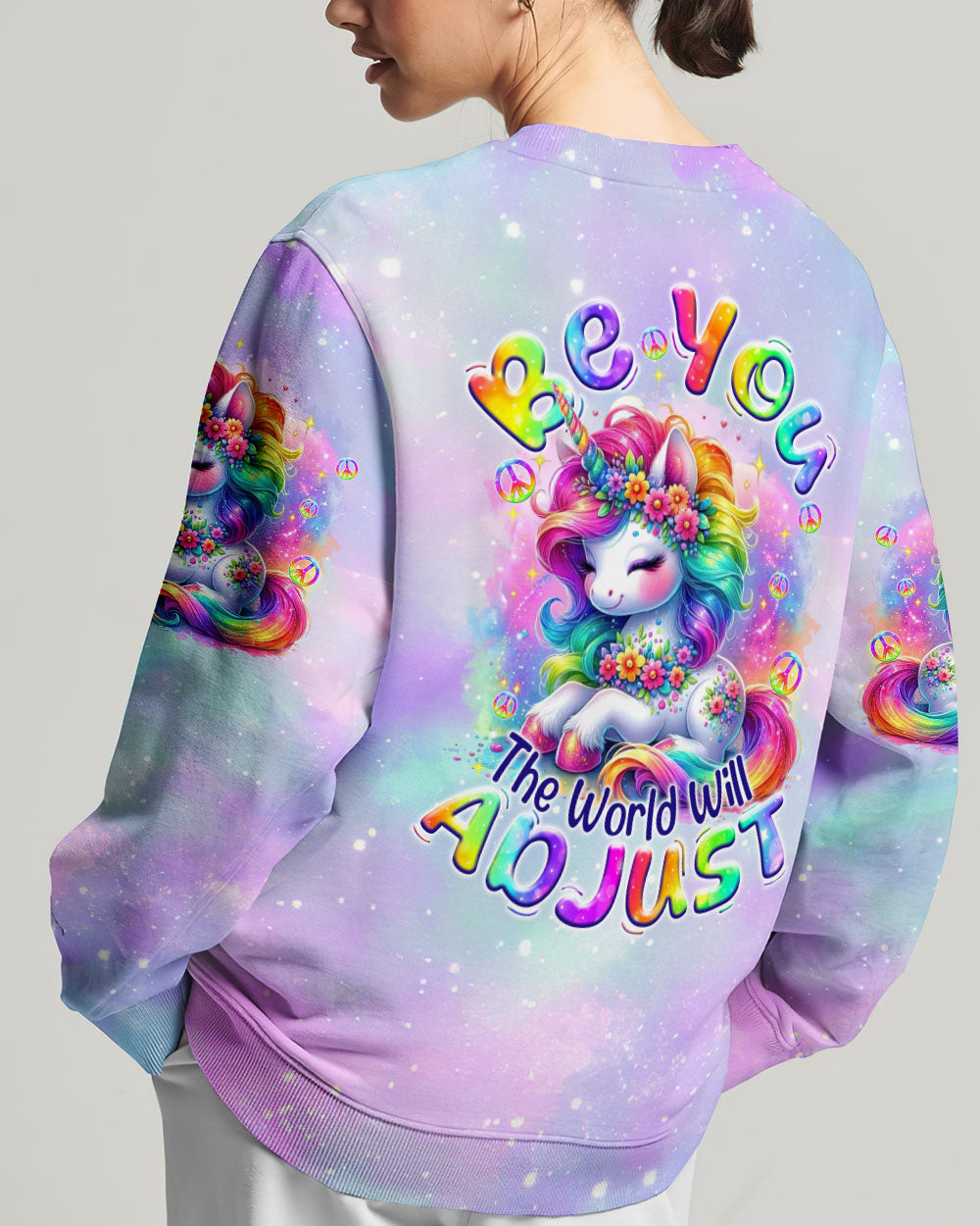 BE YOU THE WORLD WILL ADJUST UNICORN ALL OVER PRINT - TYTM0407242
