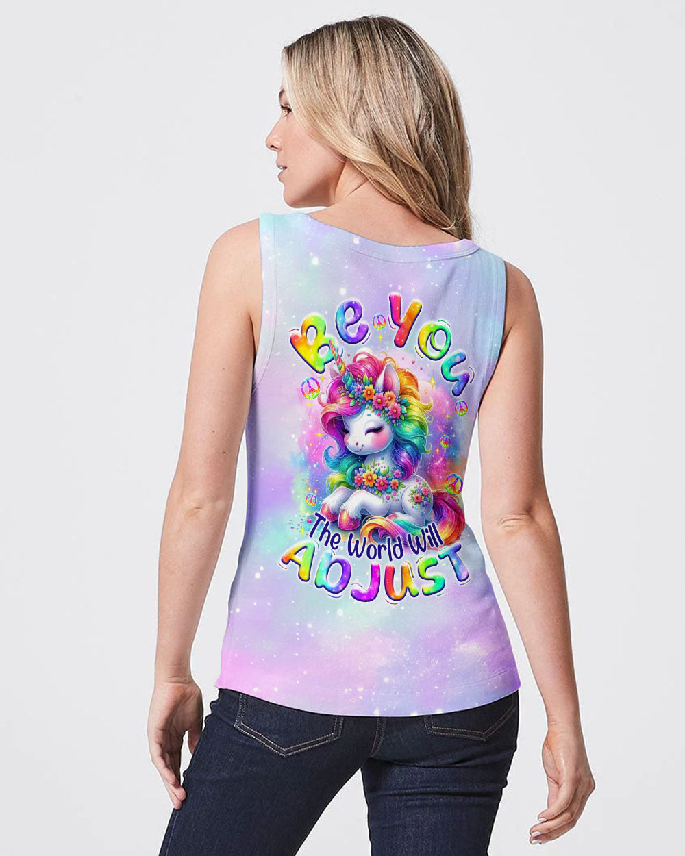 BE YOU THE WORLD WILL ADJUST UNICORN ALL OVER PRINT - TYTM0407242