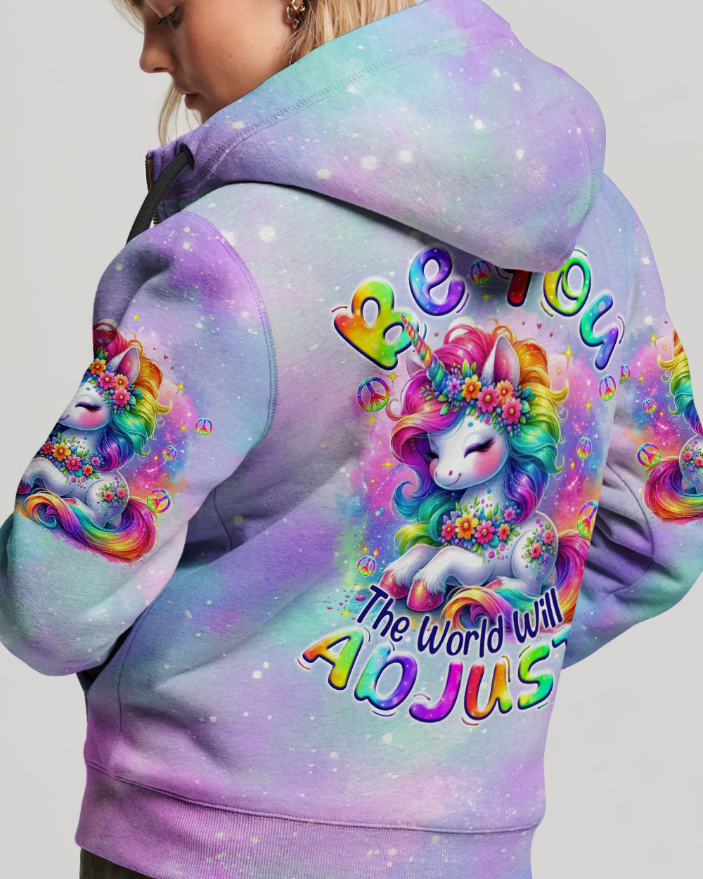 BE YOU THE WORLD WILL ADJUST UNICORN ALL OVER PRINT - TYTM0407242