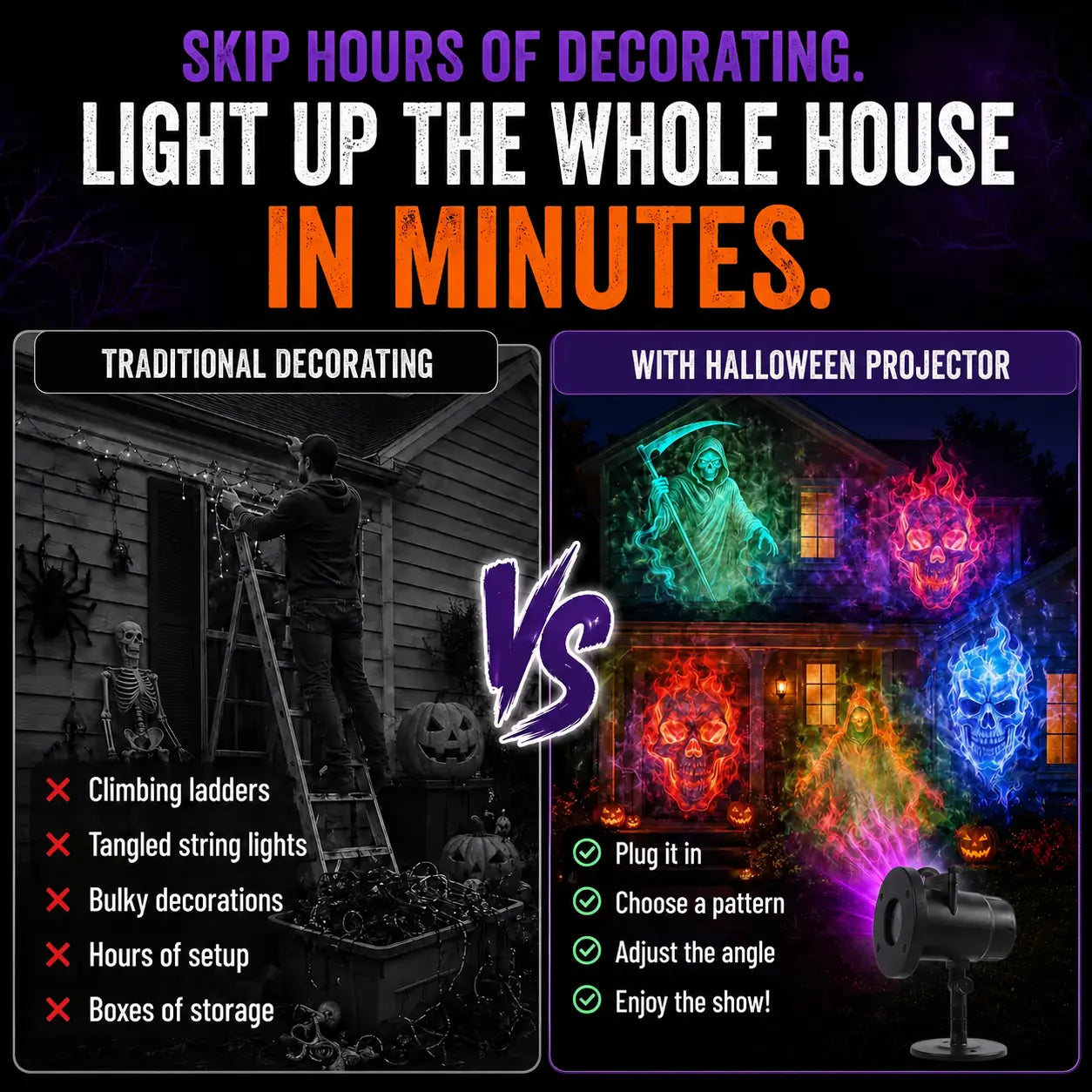 🎃 50% OFF Today – 32FT HD Halloween Projector with 10 Spooky Scenes, Remote & Timer