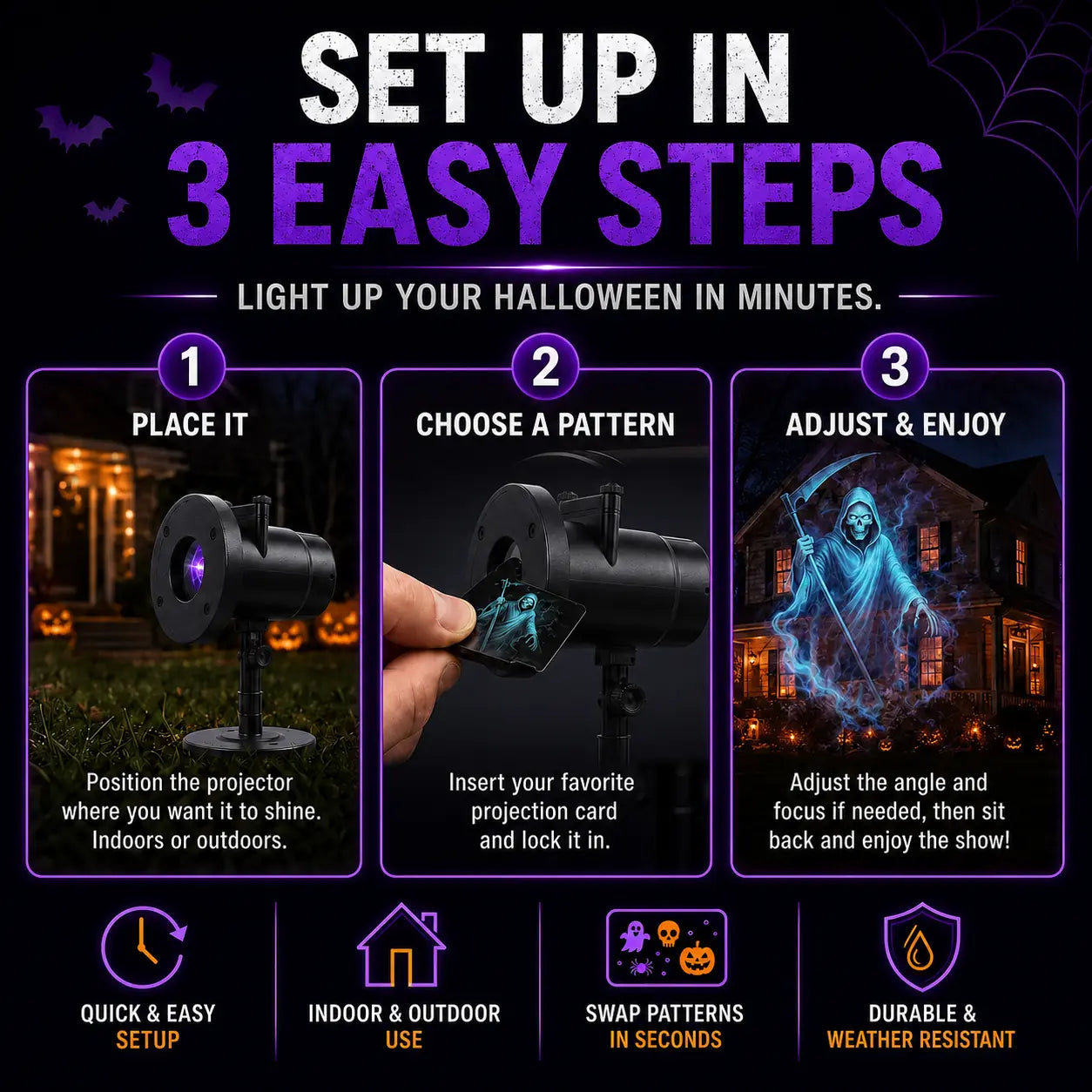 🎃 50% OFF Today – 32FT HD Halloween Projector with 10 Spooky Scenes, Remote & Timer