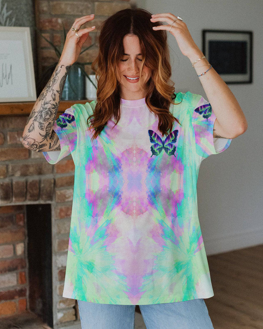 WHISPER WORDS OF WISDOM LET IT BE BUTTERFLY TIE DYE ALL OVER PRINT - TYTD0801252