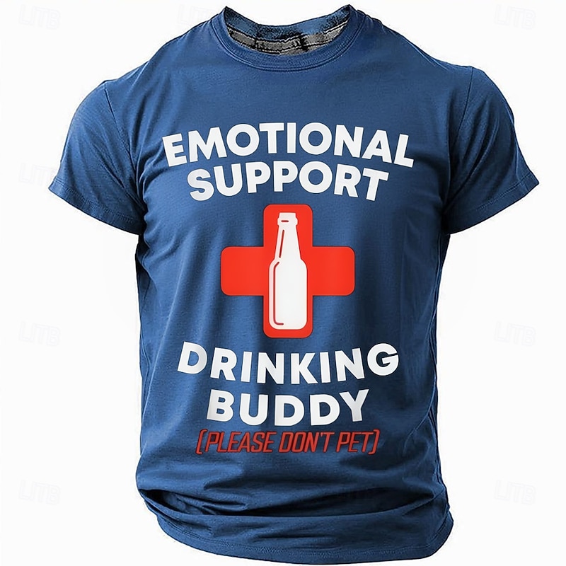 Funny Beer T-shirt, Emotional Support Drinking Buddy Please Don't Pet Tee for Men, Humor Graphic Shirt, Weekend Party Gift Apparel, Sizes S M L XL XXL XXXL #10537632