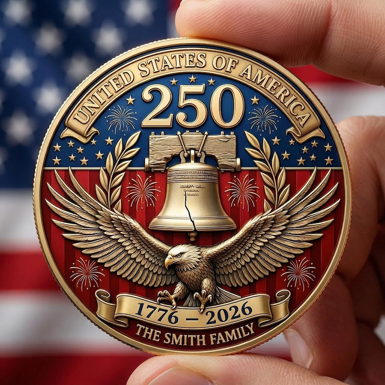 1776-2026 250th Anniversary U.S.A. Commemorative Challenge Coin - Patriotic Hobo Nickel