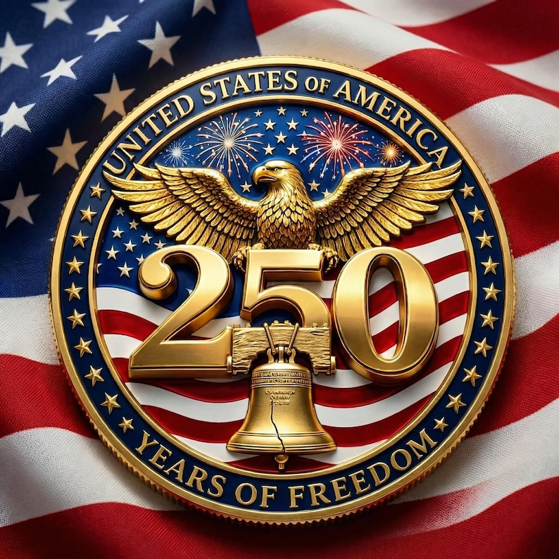 1776-2026 250th Anniversary U.S.A. Commemorative Challenge Coin - Patriotic Hobo Nickel