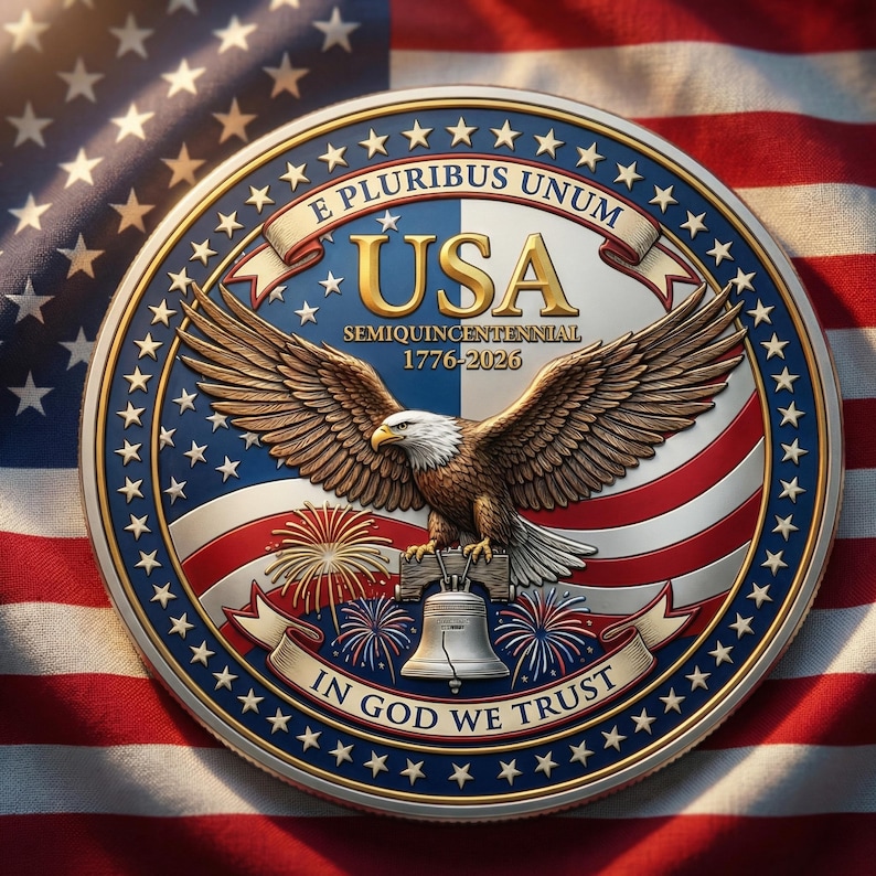 1776-2026 250th Anniversary U.S.A. Commemorative Challenge Coin - Patriotic Hobo Nickel
