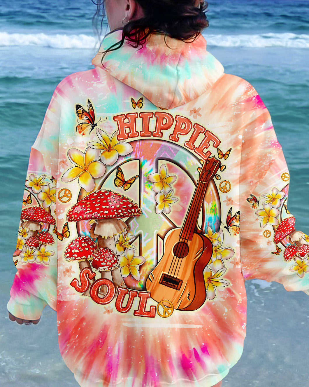 HIPPIE SOUL PEACE GUITAR TIE DYE ALL OVER PRINT - TLNO0212231