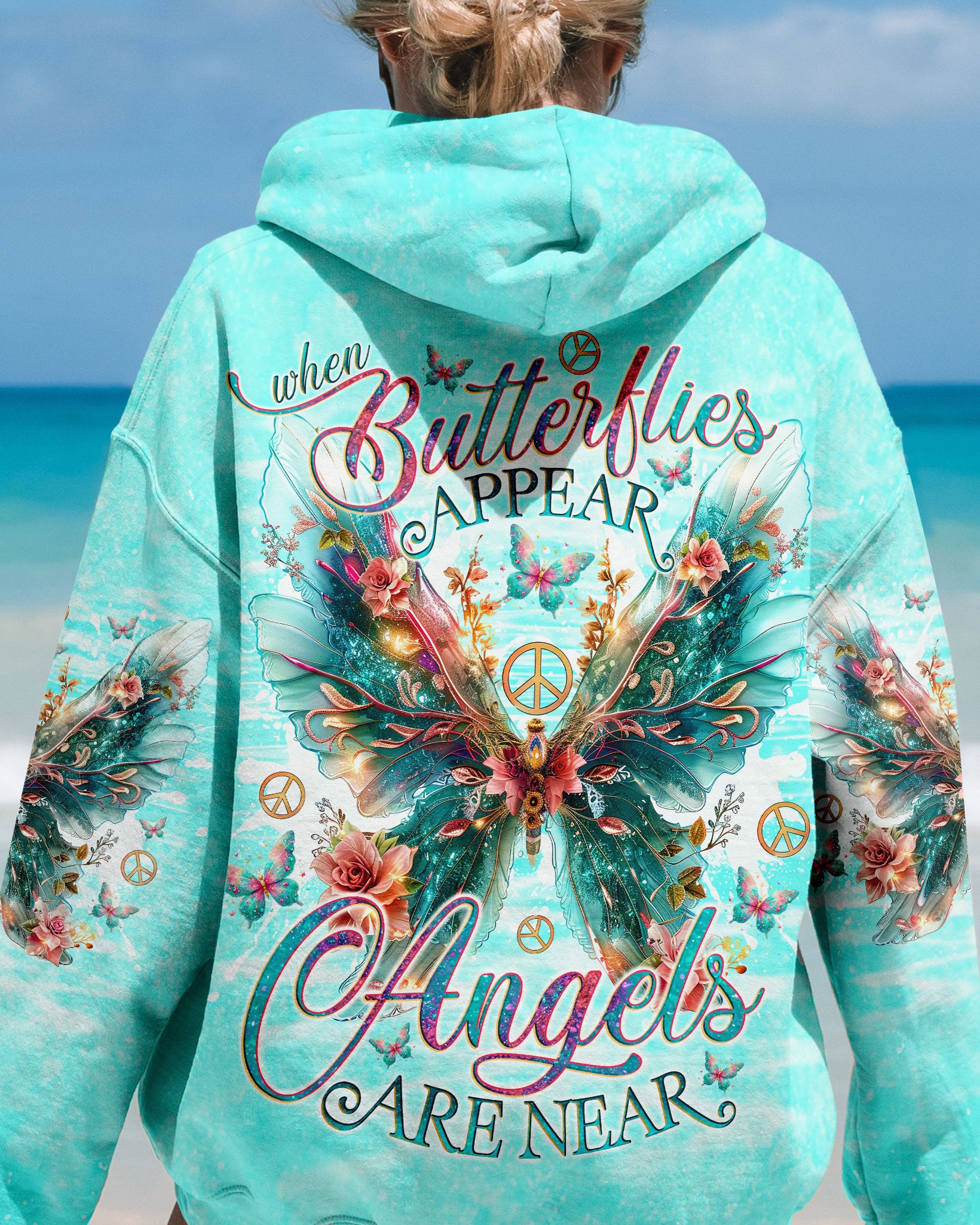 WHEN BUTTERFLIES APPEAR ANGELS ARE NEAR ALL OVER PRINT - TLNO0204241