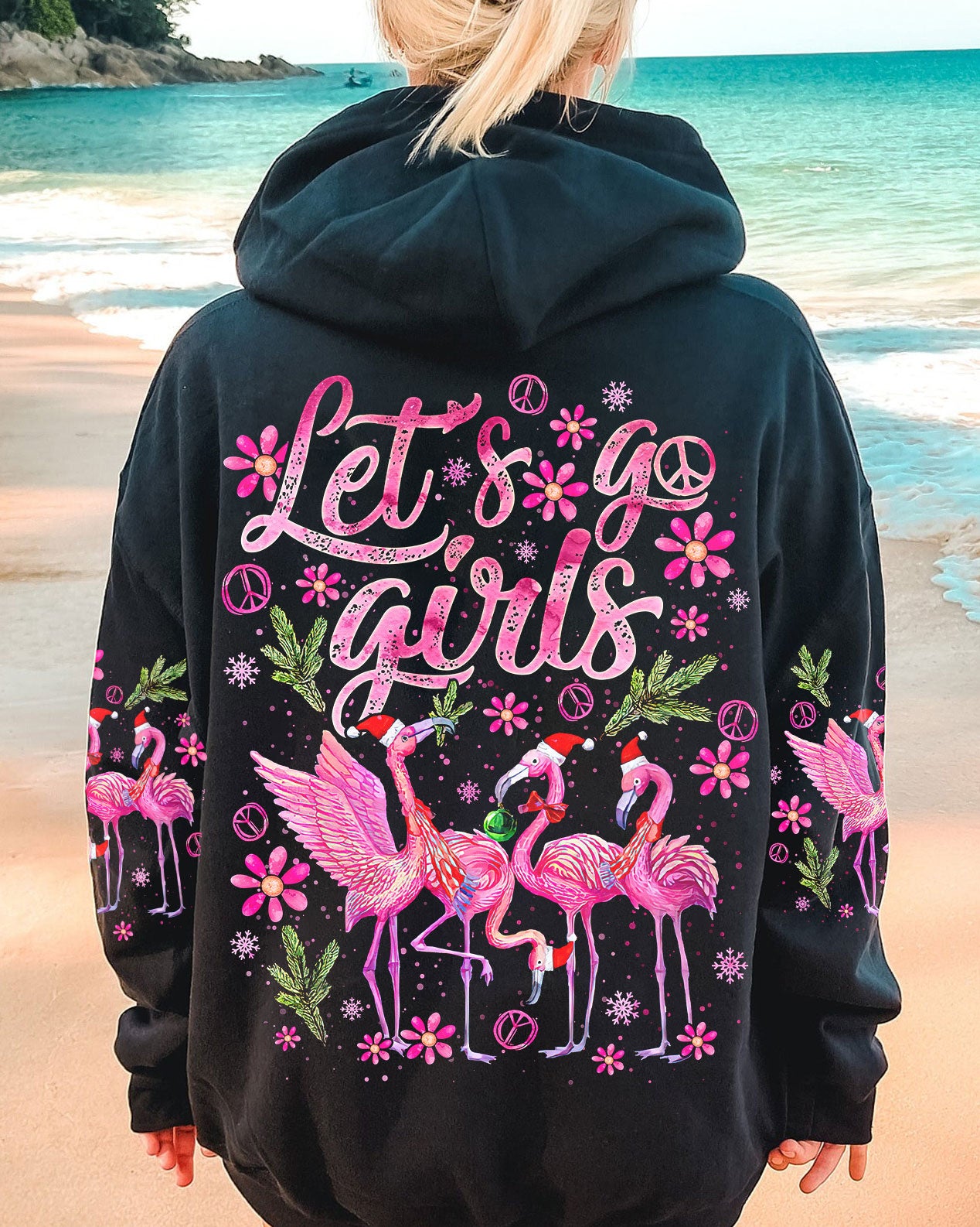 LET'S GO GIRLS FLAMINGO CHRISTMAS ALL OVER PRINT - TLNO0709232