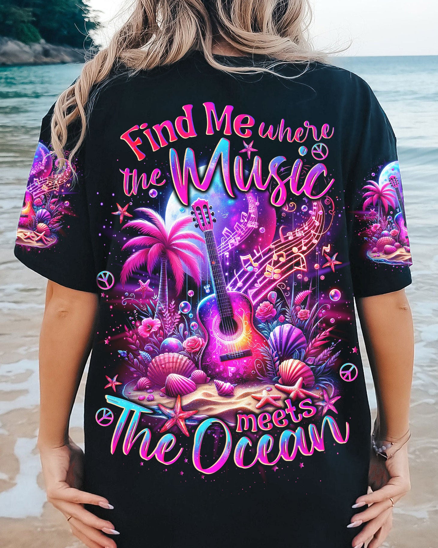 FIND ME WHERE THE MUSIC MEETS THE OCEAN GUITAR ALL OVER PRINT - TLNO1212231
