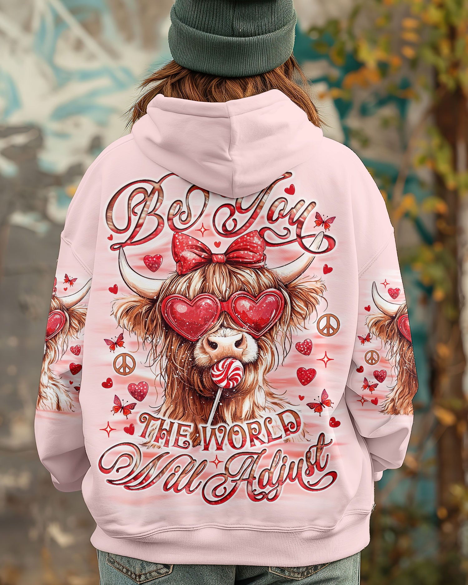 BE YOU THE WORLD WILL ADJUST HIGHLAND COW  ALL OVER PRINT  - TLNO2502253