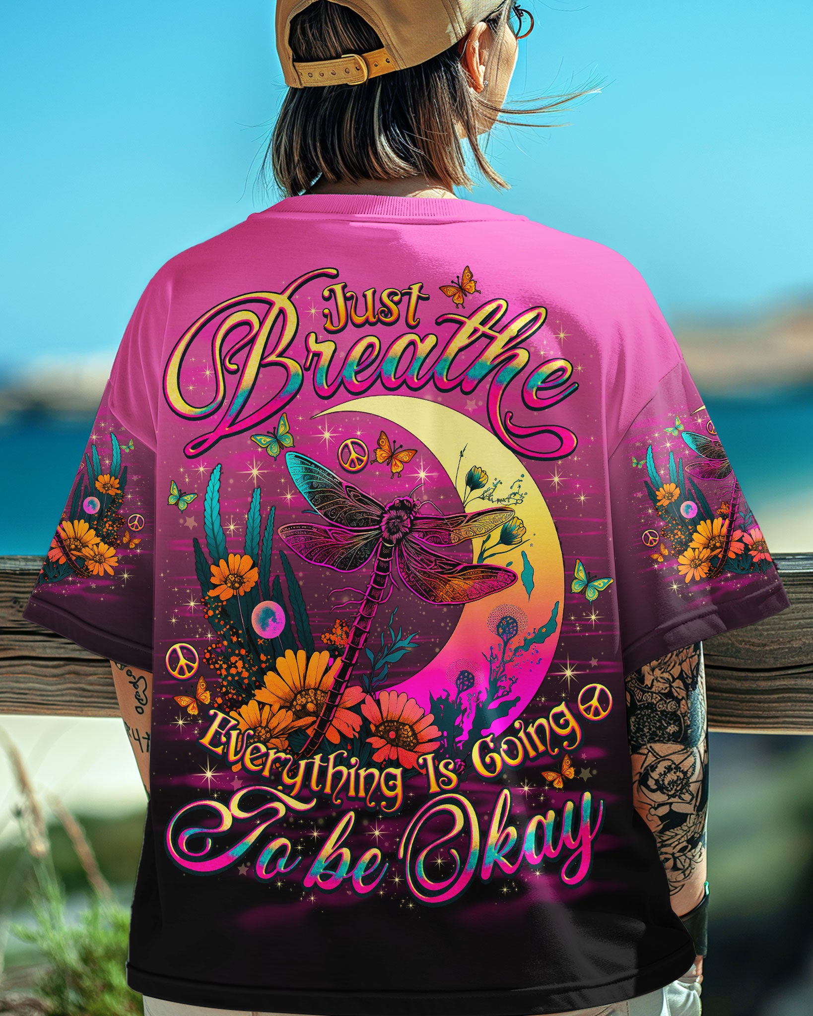 JUST BREATHE DRAGONFLY MOON ALL OVER PRINT  - TLNO1203253