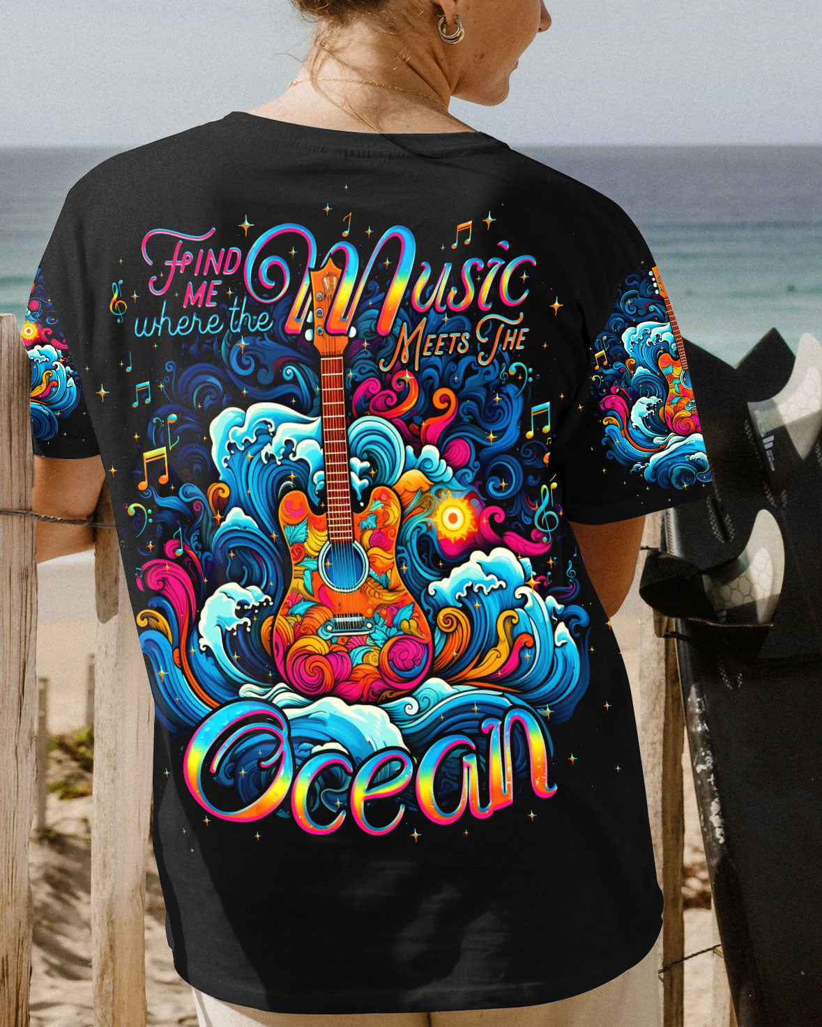 FIND ME WHERE THE MUSIC MEETS THE OCEAN GUITAR ALL OVER PRINT - TLNO2205231