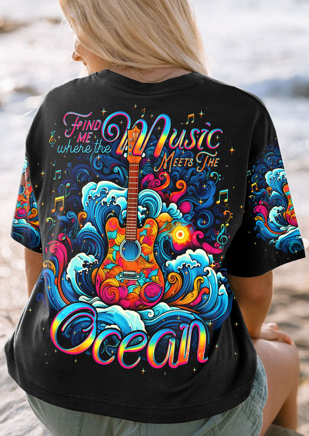 FIND ME WHERE THE MUSIC MEETS THE OCEAN GUITAR ALL OVER PRINT - TLNO2205231