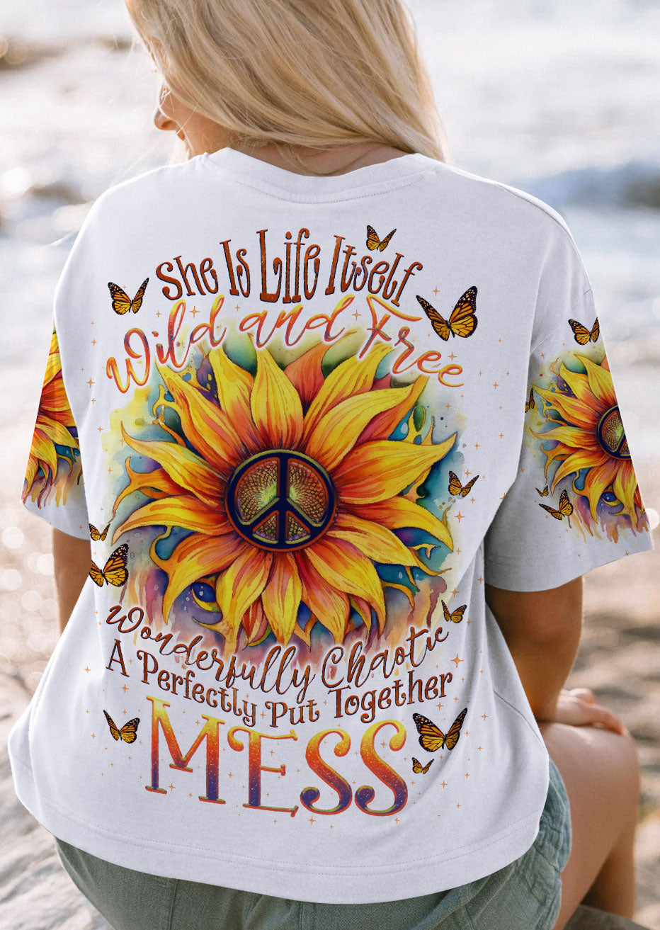 SHE IS LIFE ITSELF SUNFLOWER ALL OVER PRINT - TLNO1505231