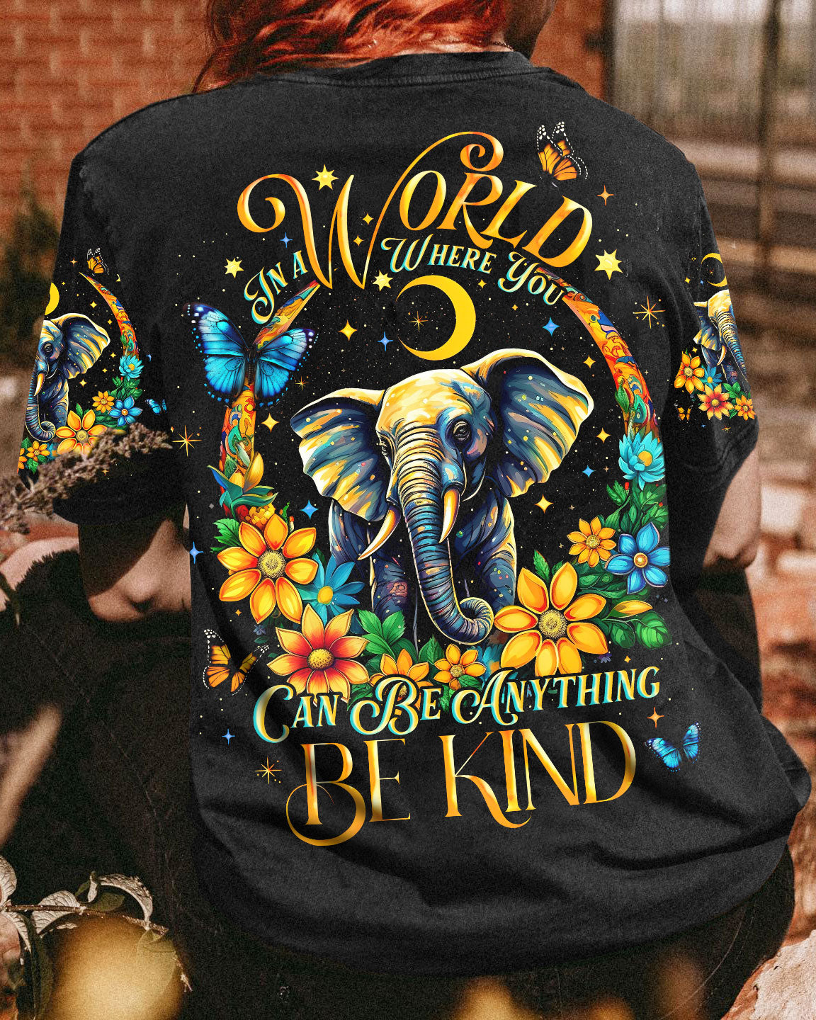 BE KIND ELEPHANT CRESCENT MOON ALL OVER PRINT - TLNO2905232