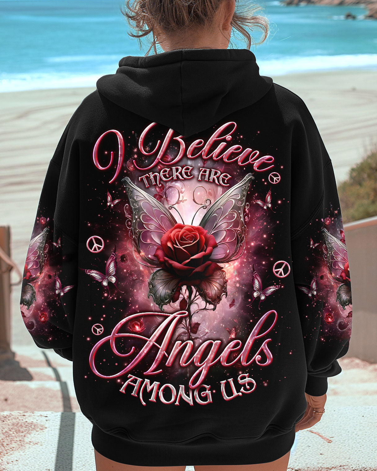 I BELIEVE THERE ARE ANGELS AMONG US WINGS ROSE ALL OVER PRINT - TLNO1712242