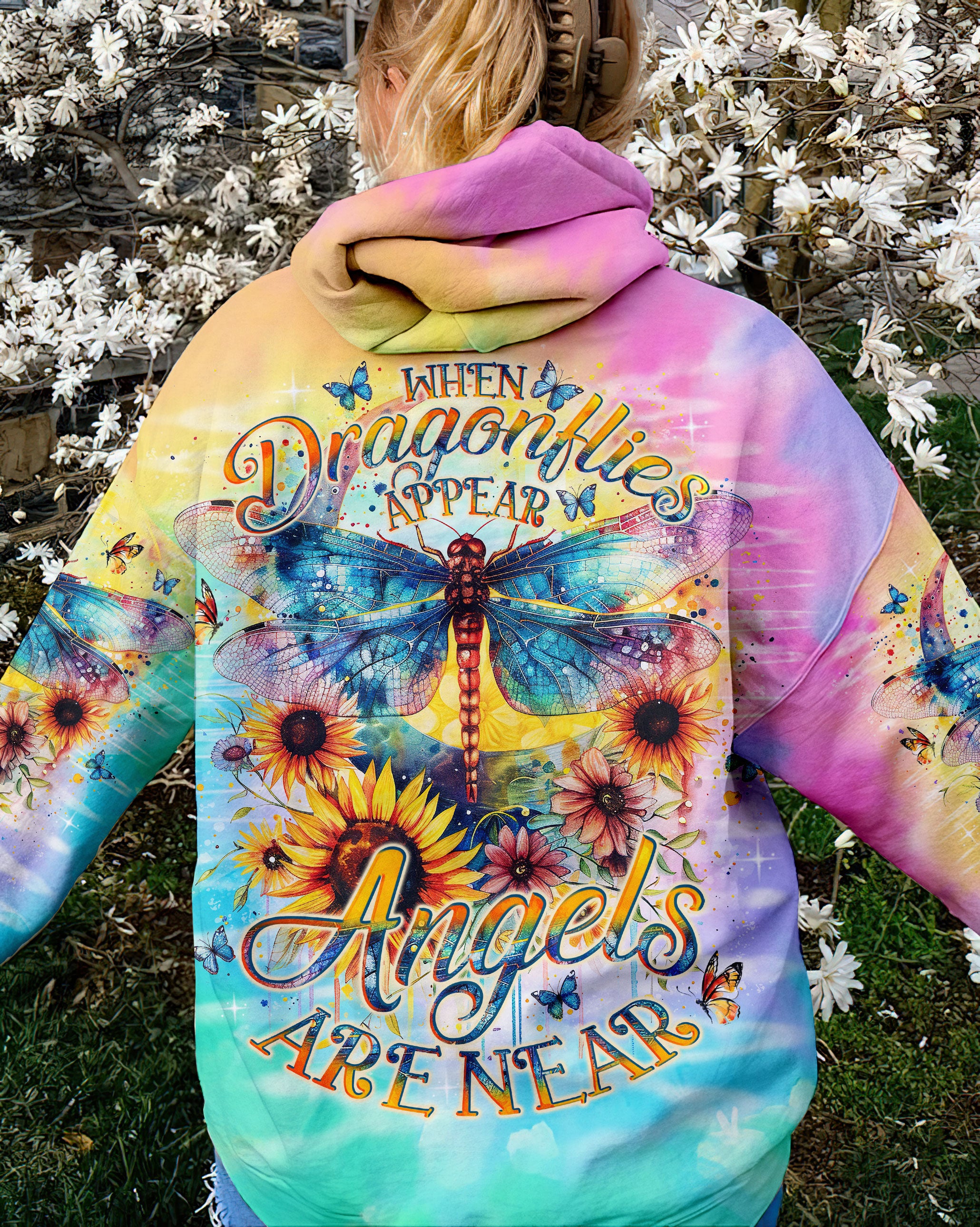 WHEN DRAGONFLIES APPEAR ANGELS ARE NEAR ALL OVER PRINT - TLNO0403243