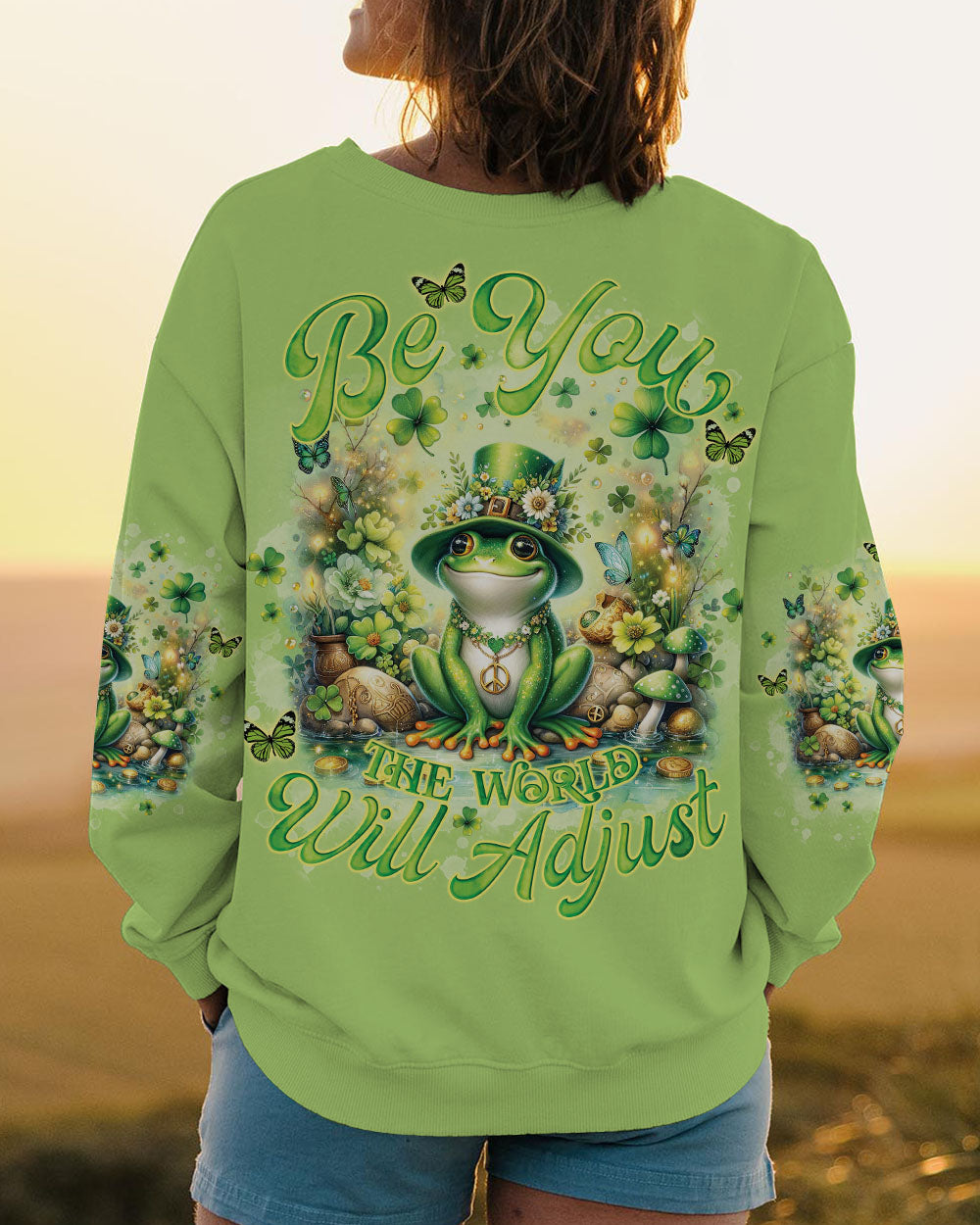 BE YOU THE WORLD WILL ADJUST FROG PATRICK'S DAY ALL OVER PRINT - TLNO0501241