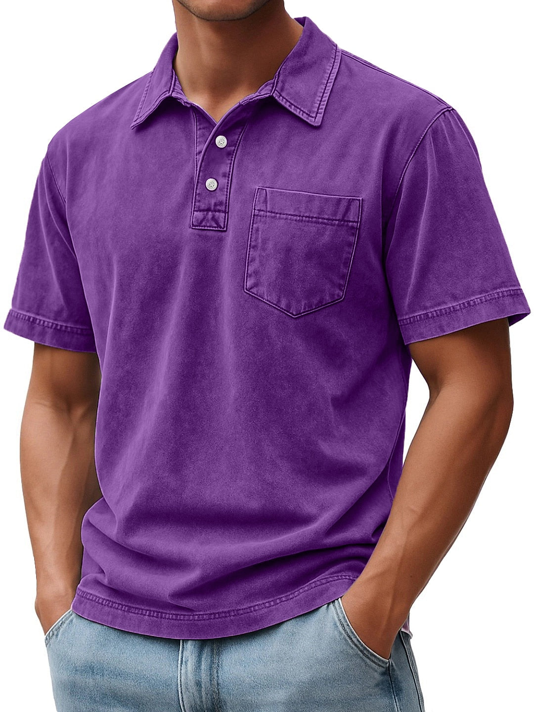 100% Cotton T-Shirt-Vintage Washed Look - Purple XS