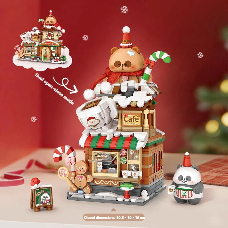 Christmas Foldable Panda Shops Micro Building Sets