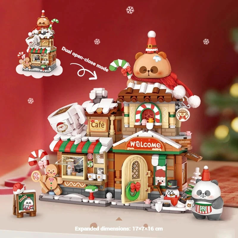 Christmas Foldable Panda Shops Micro Building Sets
