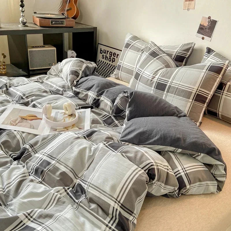 Pastel Large Checked Bedding Set Collection without Bed Sheet
