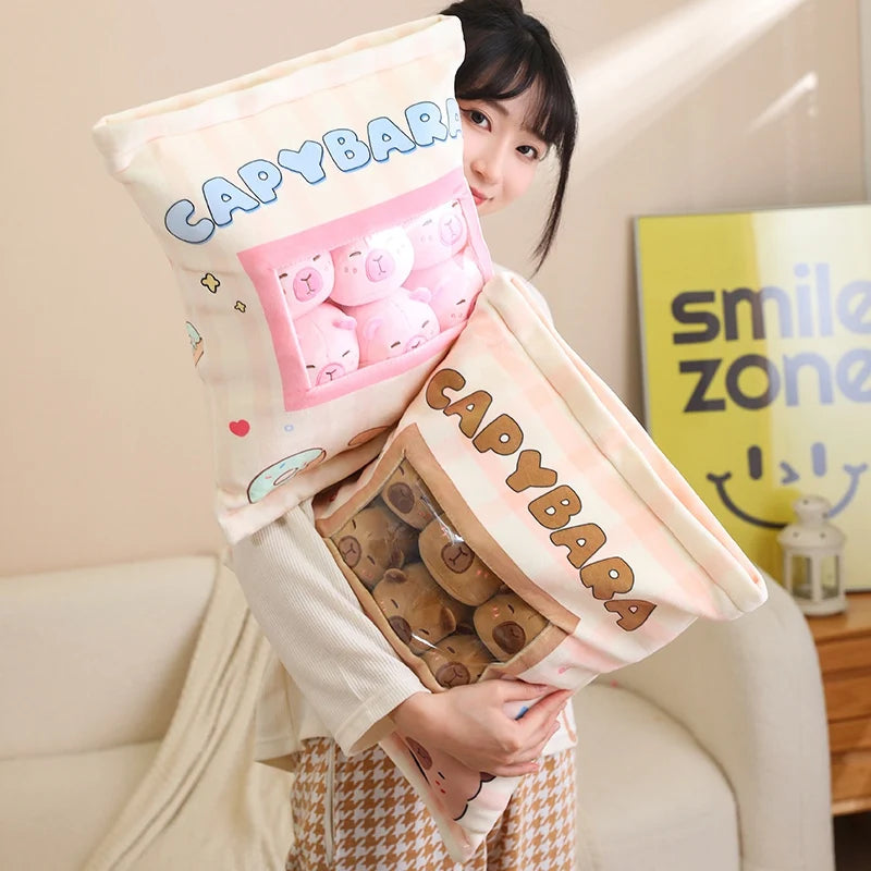 Pink Brown Capybara Candy Bag Plushies