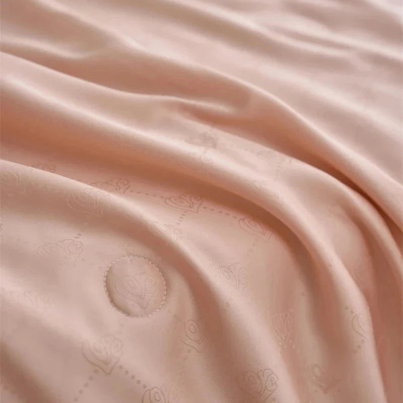 Rose Peach Luxurious Lyocell Jacquard Blanket Set