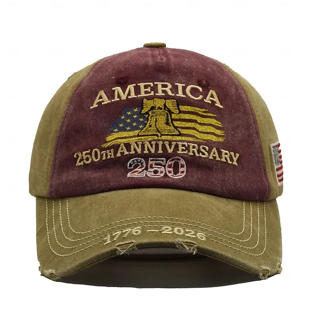 Men's USA 250th Anniversary Distressed Baseball Cap | Embroidered Liberty Bell Patriotic Trucker Hat