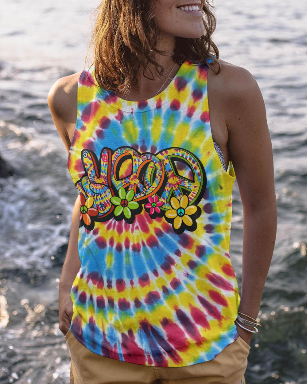 HIPPIE PEACE LOVE FLOWERS TIE DYE ALL OVER PRINT - TY31012313