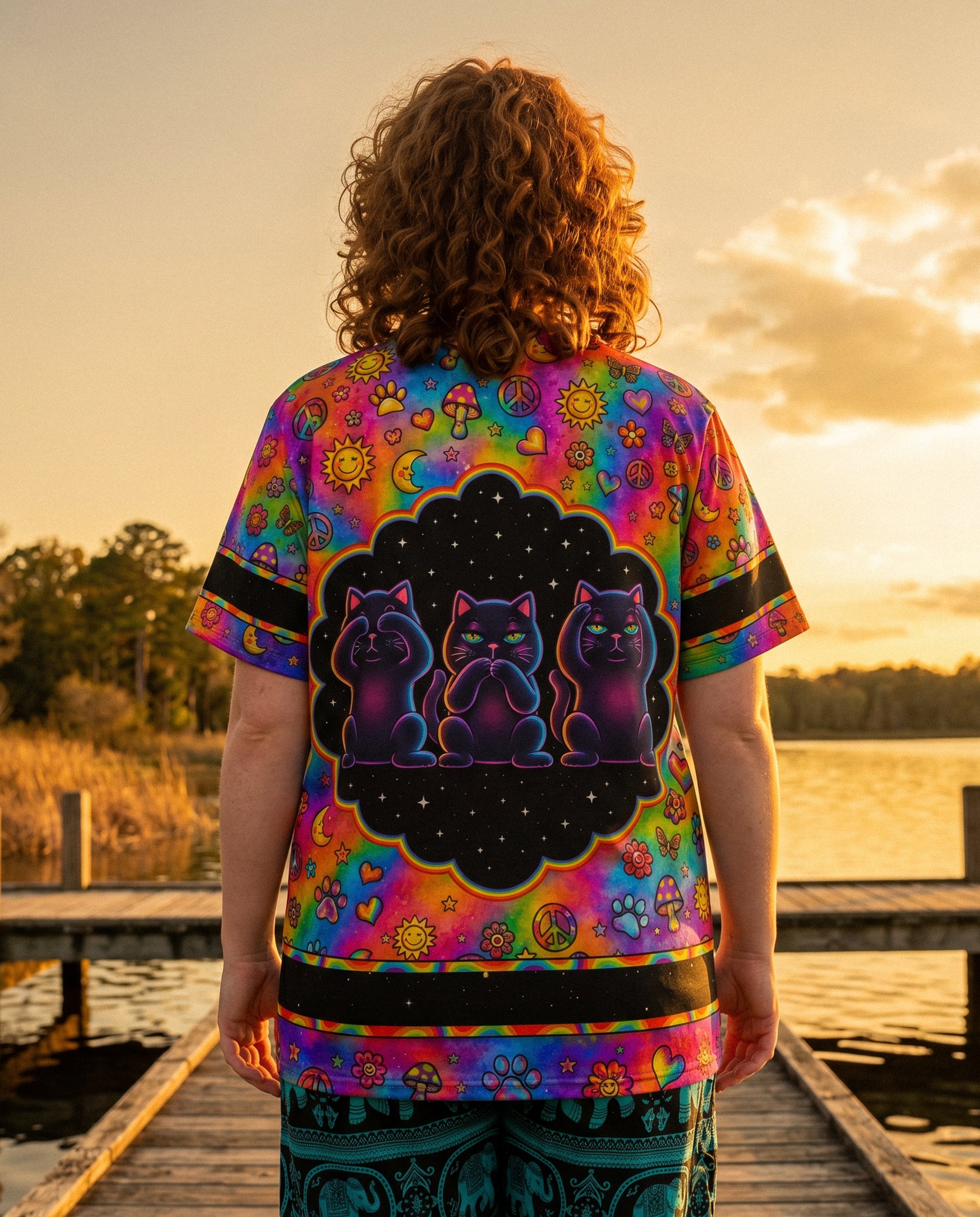 ALLERGIC TO IDIOTS THREE WISE CATS  PSYCHEDELIC ALL OVER PRINT - KMTM2206261