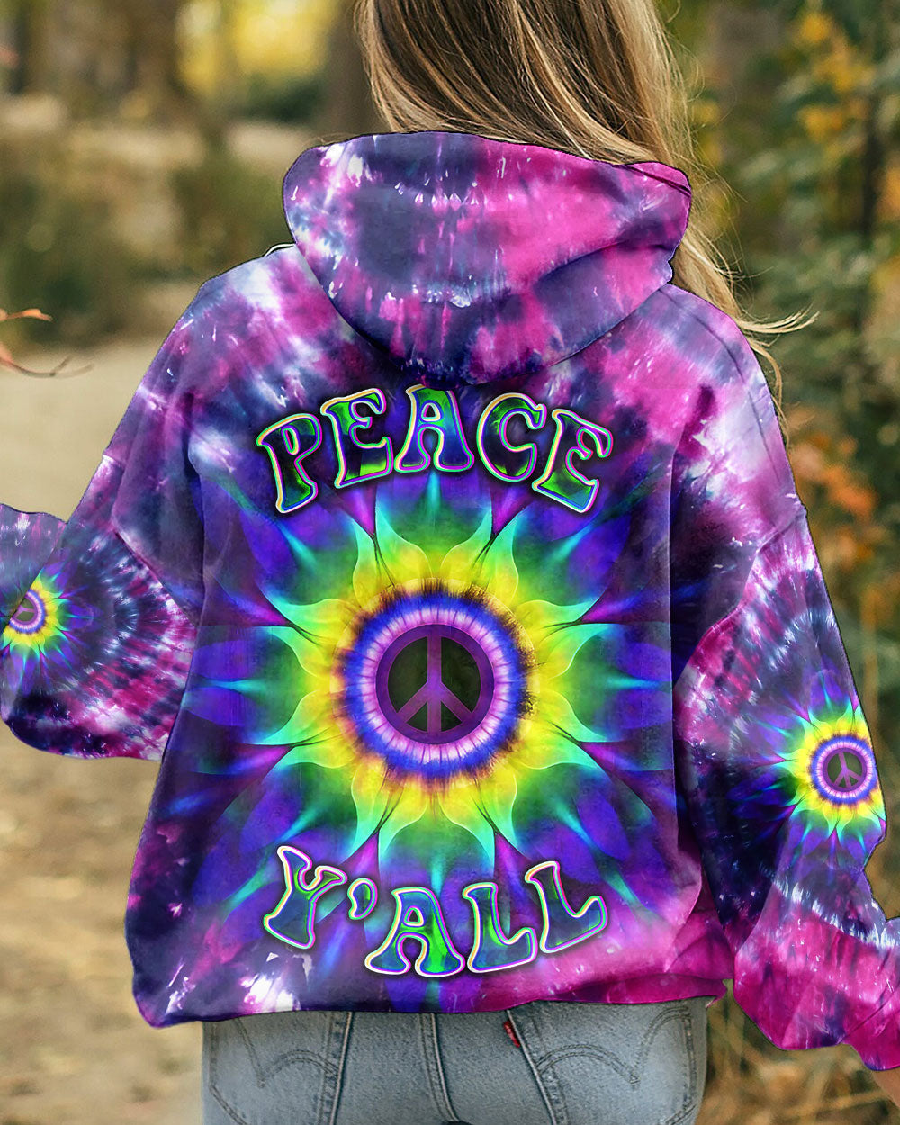 PEACE Y'ALL TIE DYE ALL OVER PRINT - YHDU0906236