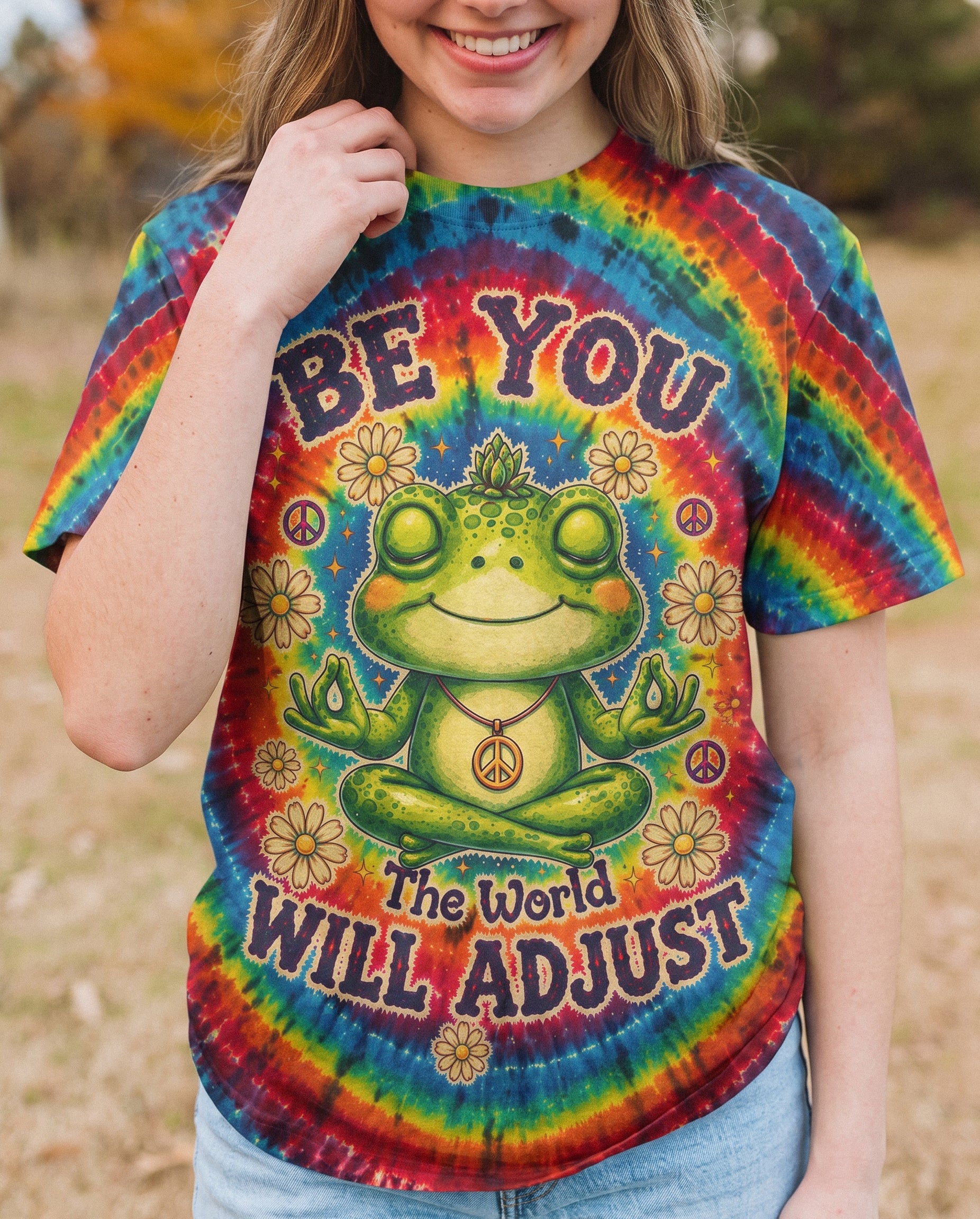 BE YOU FROG MEDITATION RAINBOW BURST ALL OVER PRINT - KMTM1407261
