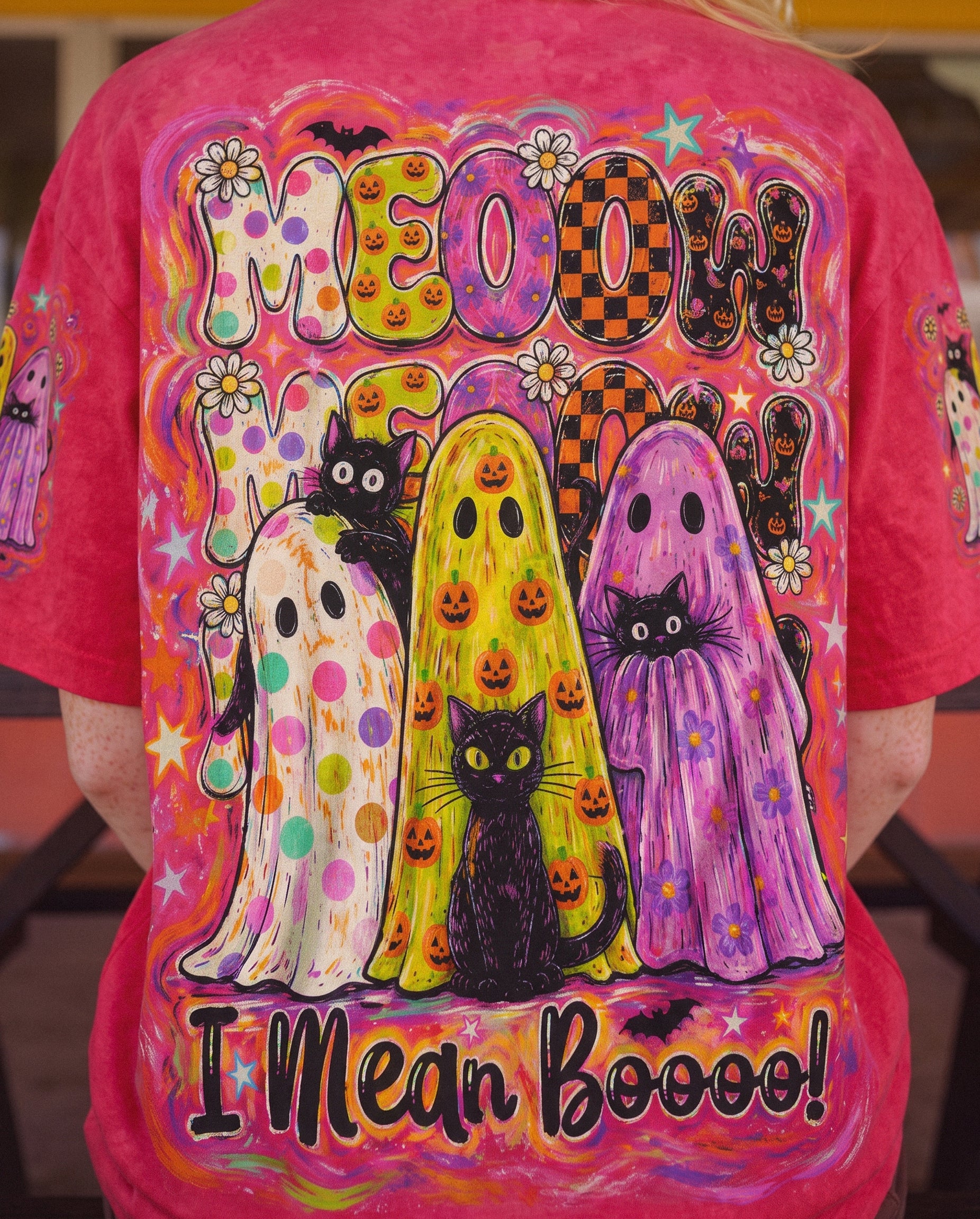 MEOOW I MEAN BOOO BLACK CAT GHOST HALLOWEEN ALL OVER PRINT - KMTM2107262