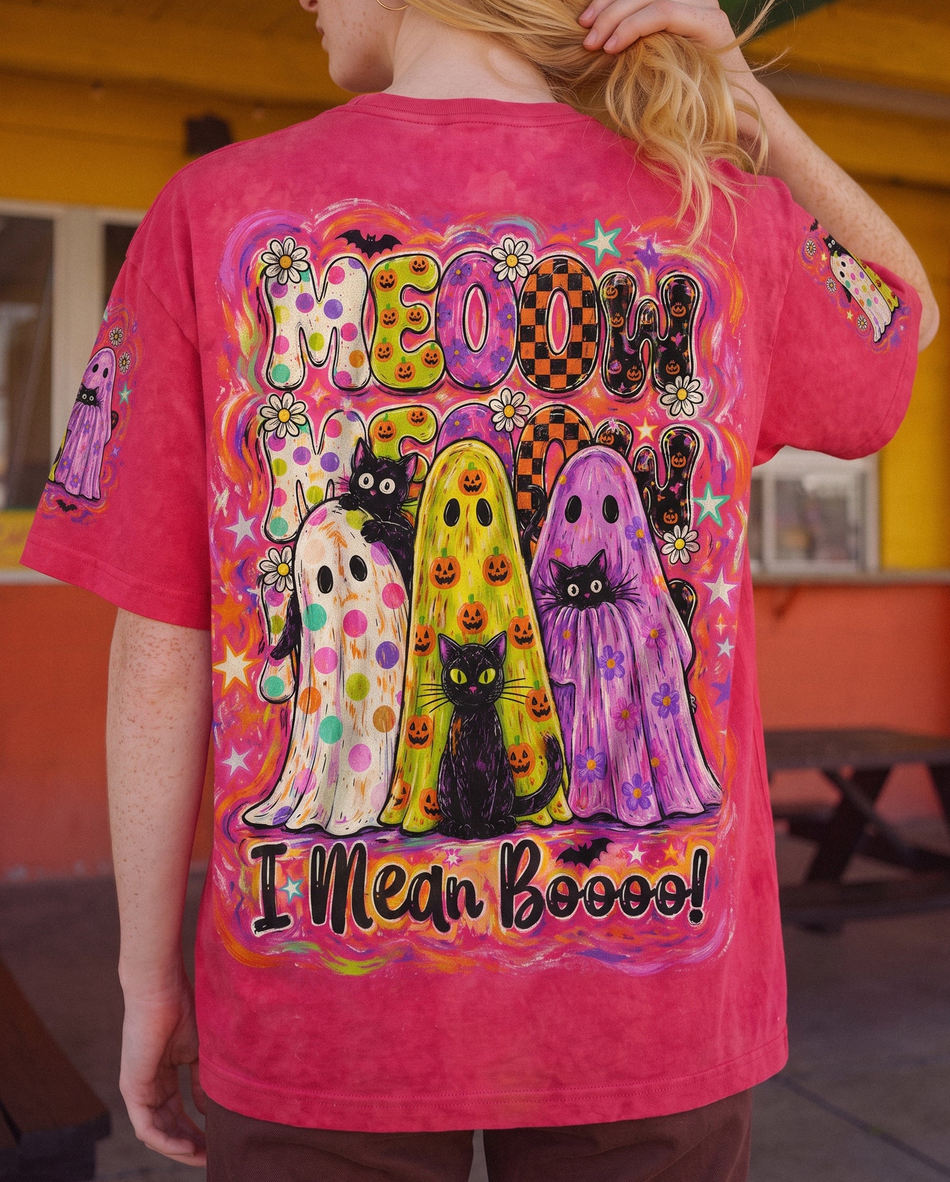 MEOOW I MEAN BOOO BLACK CAT GHOST HALLOWEEN ALL OVER PRINT - KMTM2107262