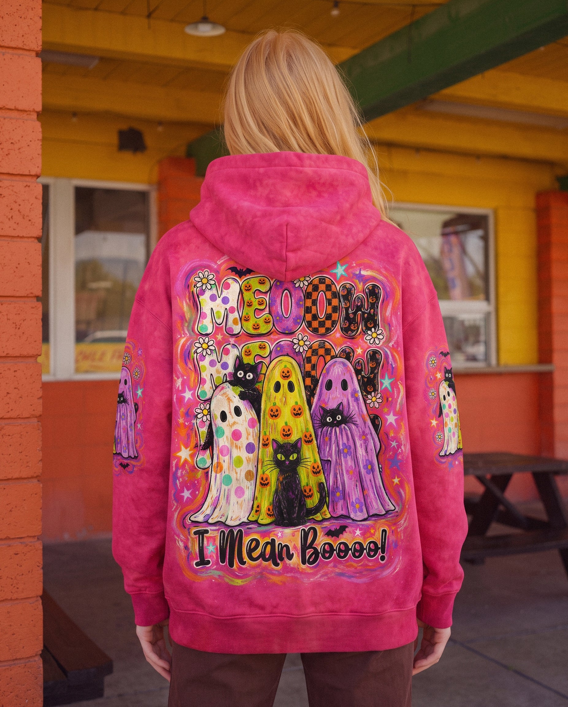 MEOOW I MEAN BOOO BLACK CAT GHOST HALLOWEEN ALL OVER PRINT - KMTM2107262