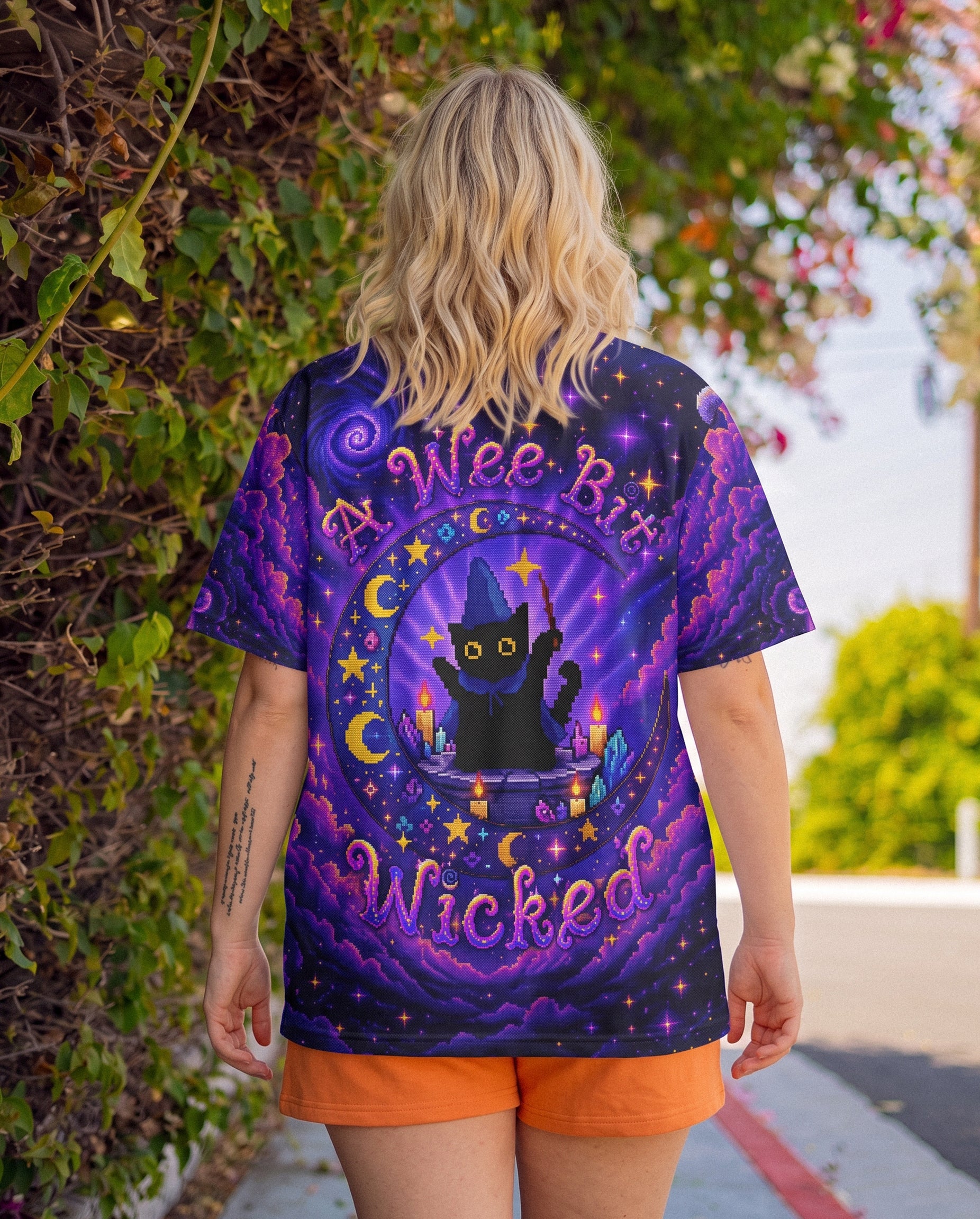 A WEE BIT WICKED BLACK CAT WITCH MOON ALL OVER PRINT - KMTM2207261