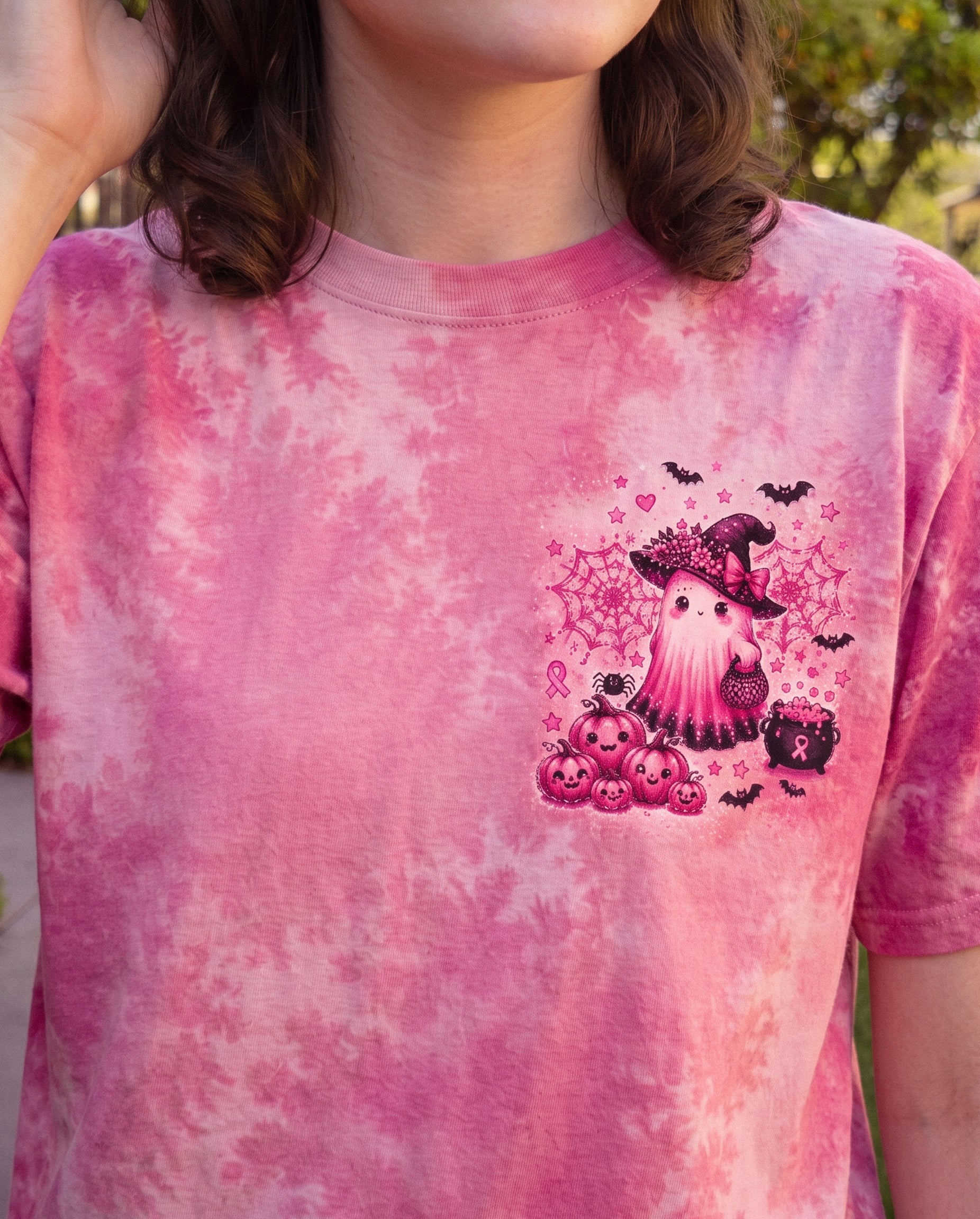IN OCTOBER WE WEAR PINK WITCHY GHOST ALL OVER PRINT - KMTM2107261