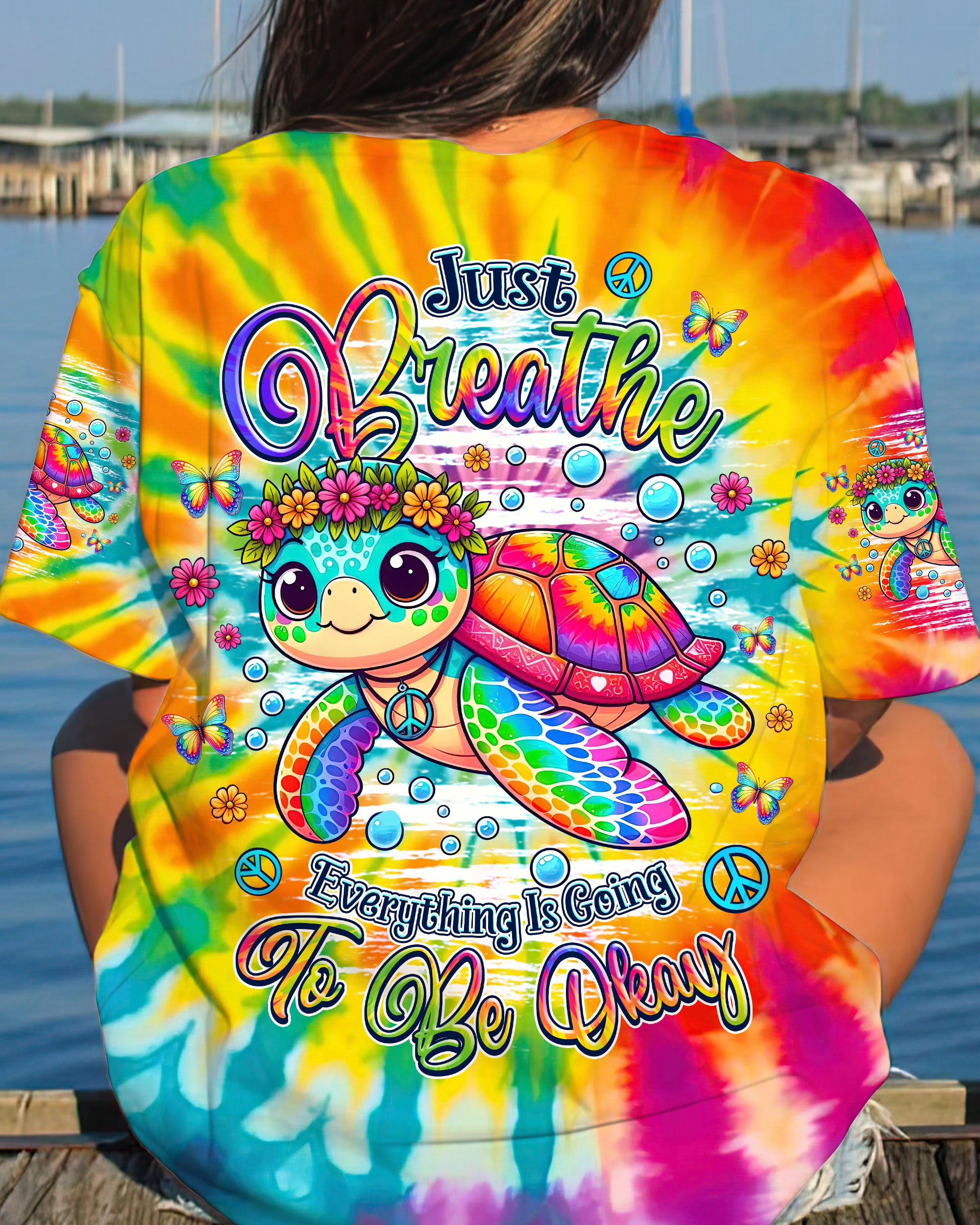 JUST BREATHE TURTLE TIE DYE ALL OVER PRINT - TLNZ2805242